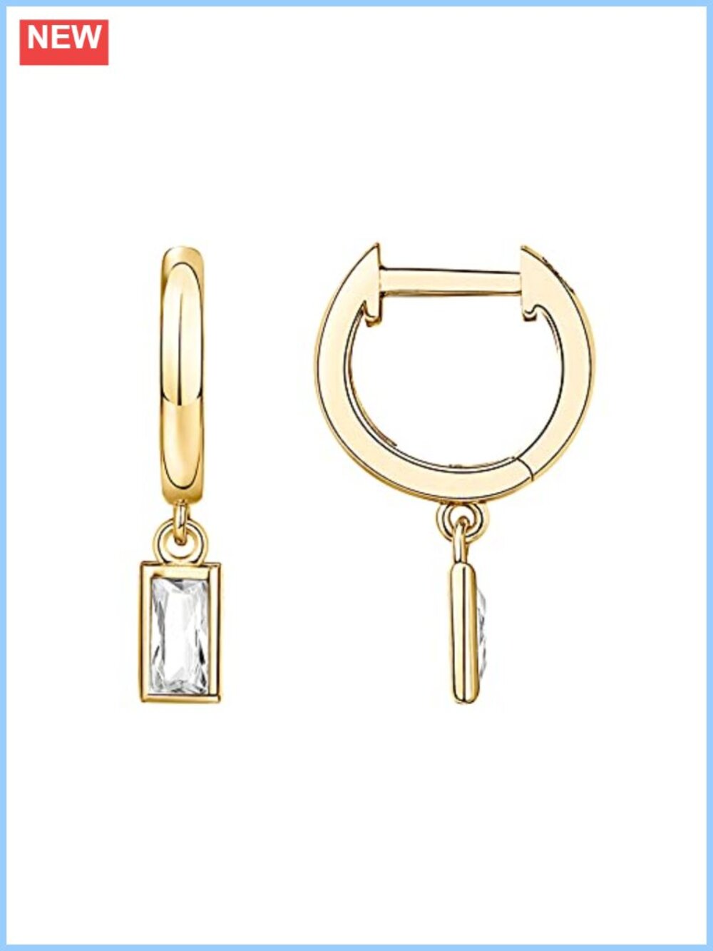 14K Gold Plated Huggie Hoop Earrings Cubic Zirconia Drop Dangle Women